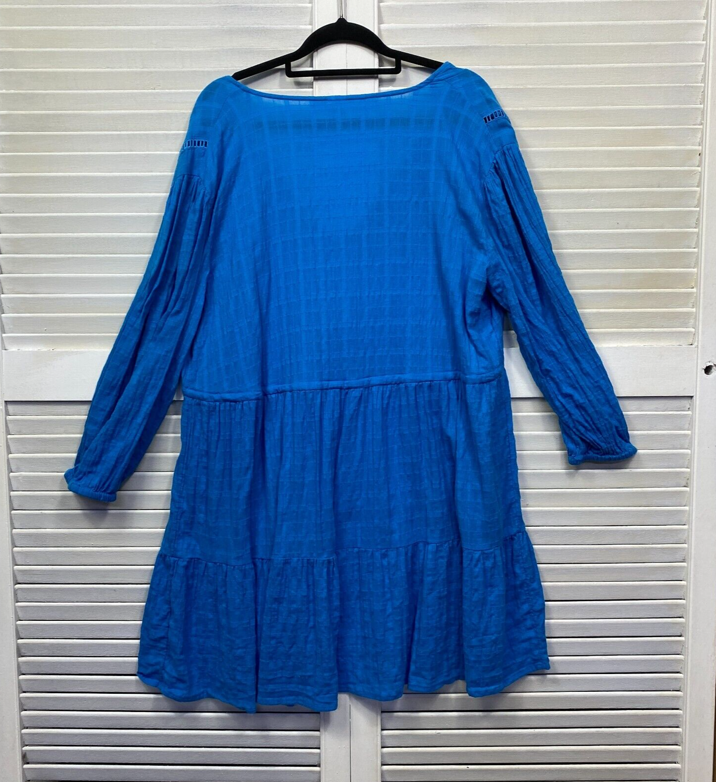 Anko Swim Cover Up Top Size 14 16 Plus Blue Long Sleeve 100% Cotton