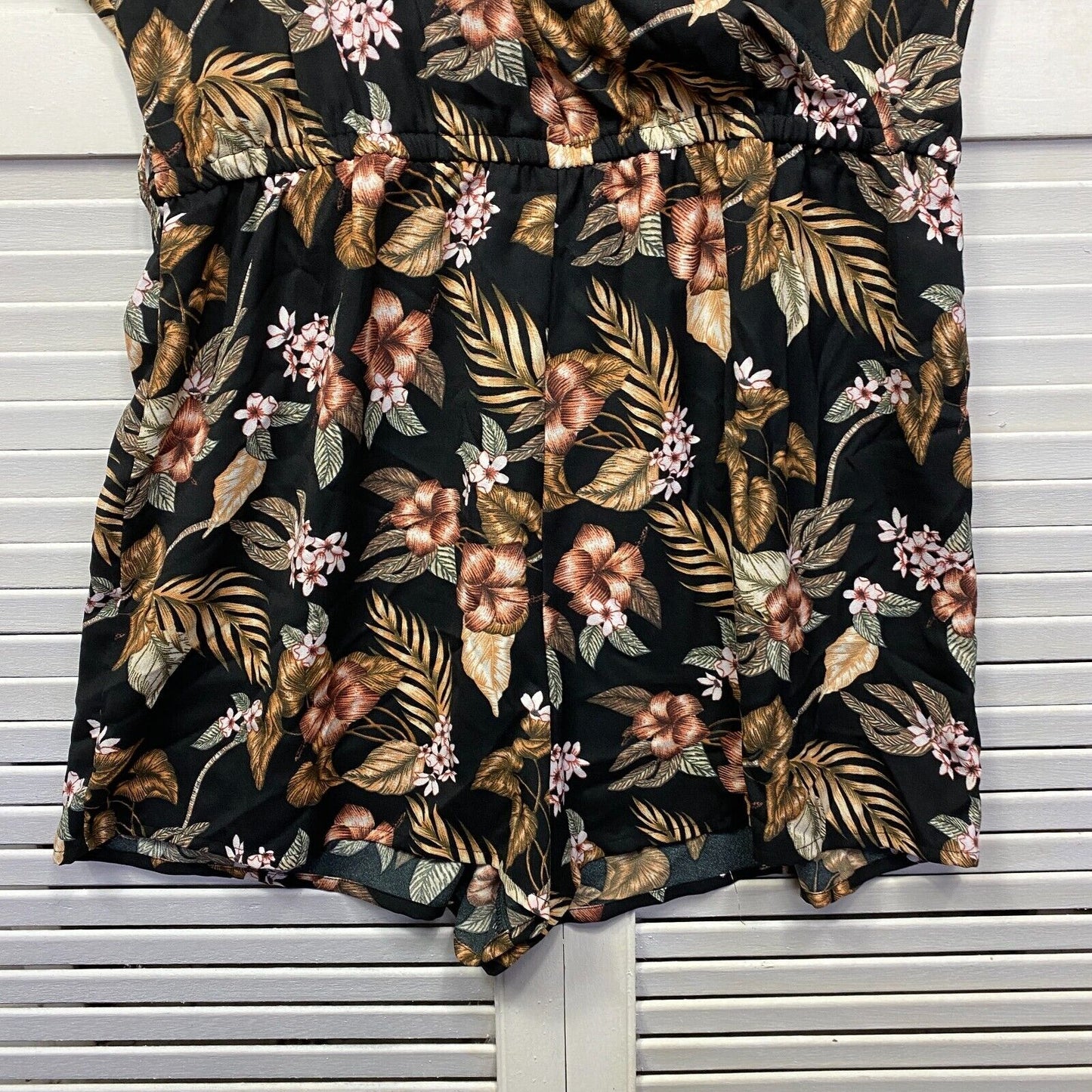 Anko Playsuit Size 18 Plus Black Romper Short Sleeve Floral