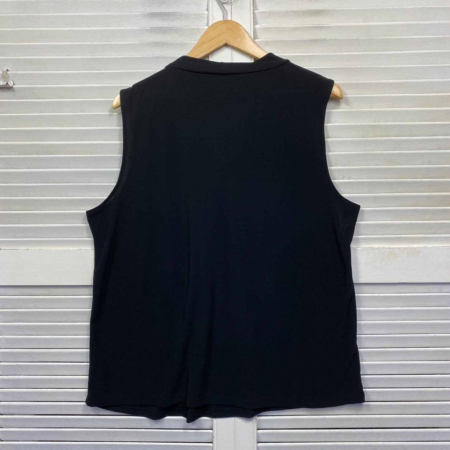 Talbots Top Size 16 18 2XL Plus Black Sleeveless Office Pleated