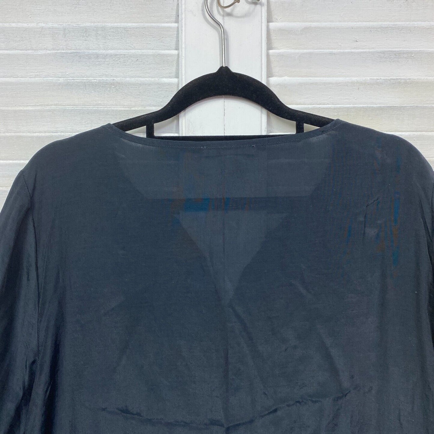 Regatta Top Size 14 Plus Black Long Sleeve Cotton Blend Bell Sleeve