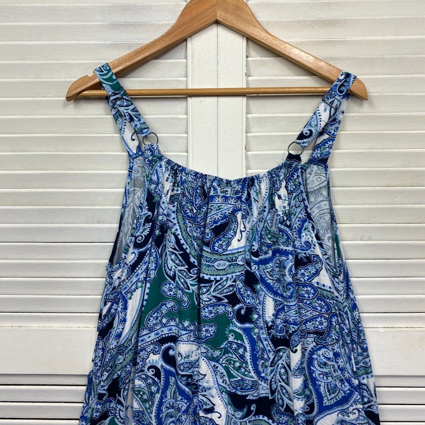 Autograph Maxi Dress Size 14 Plus Blue Paisley Print Pockets Full Length New