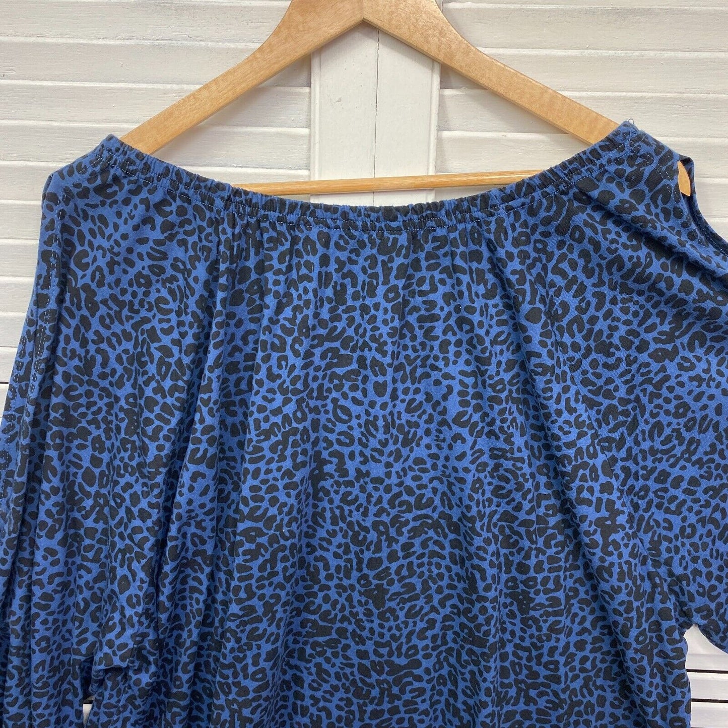 beme Top Size 20 Large Plus Blue Black Long Sleeve Casual Cotton