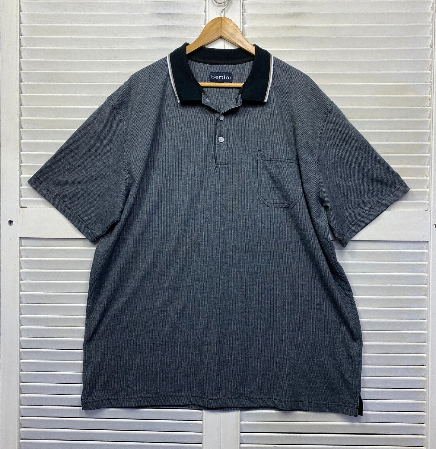 Bertini Polo Shirt Size 3XL Plus Grey Short Sleeve Big Tall