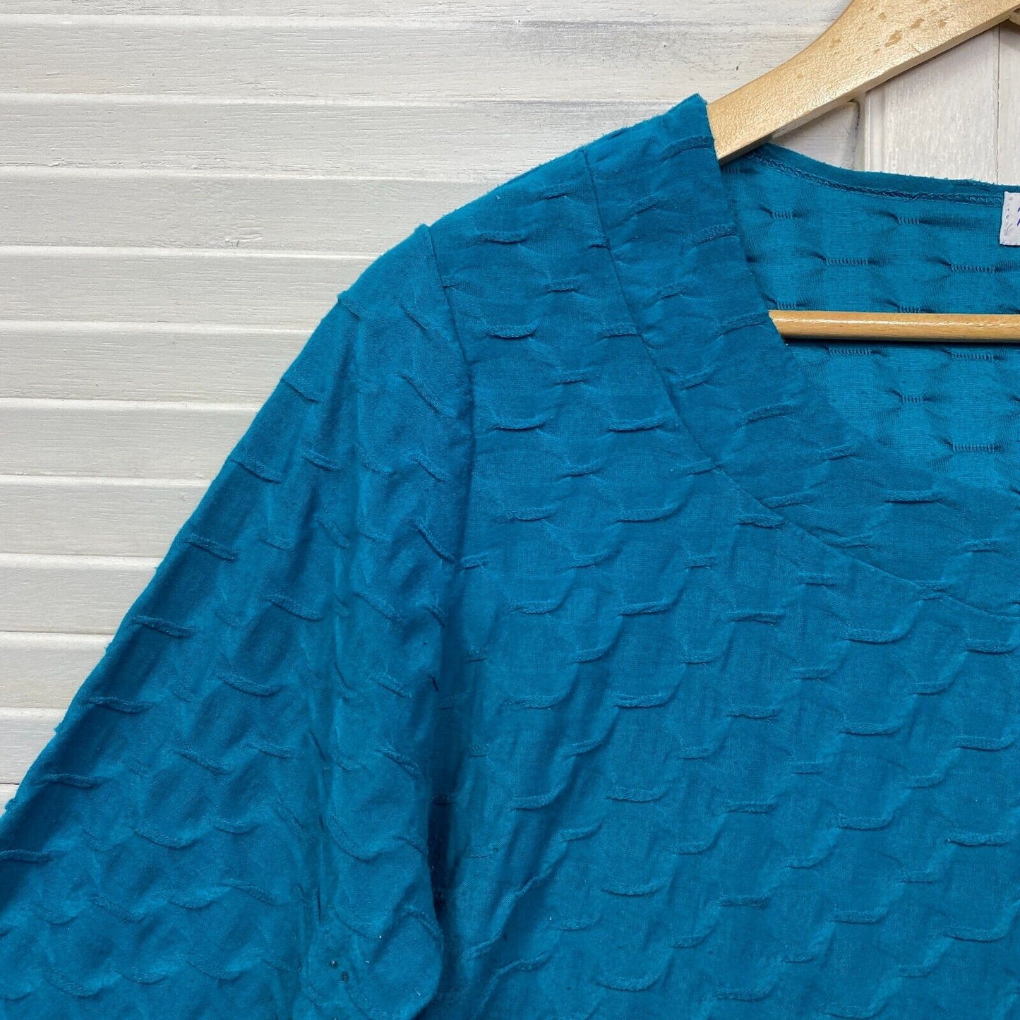 Millers Top Size 18 Plus Blue Teal 3/4 Sleeve Casual Textured