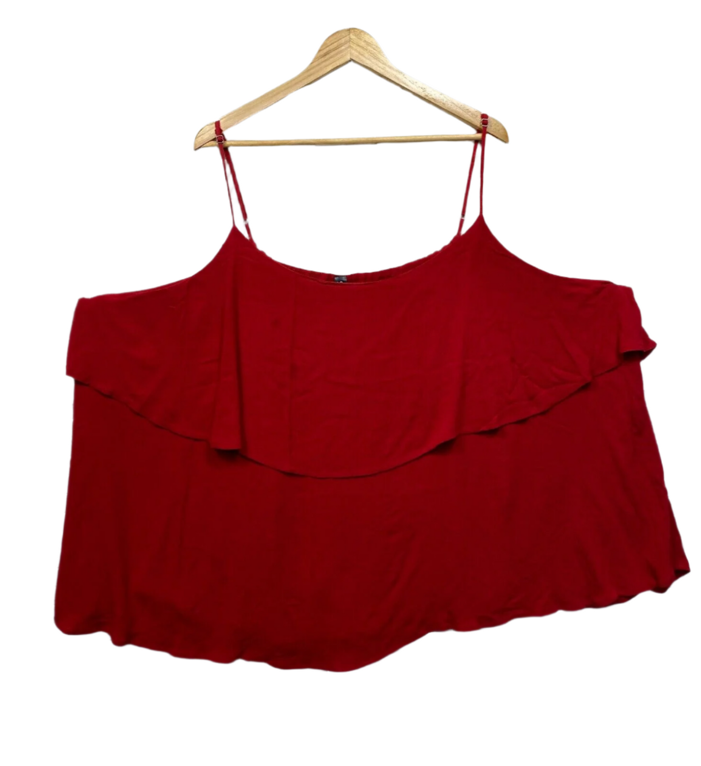 Edited Top Size 26 Plus Red Sleeveless Casual Viscose Adjustable Straps