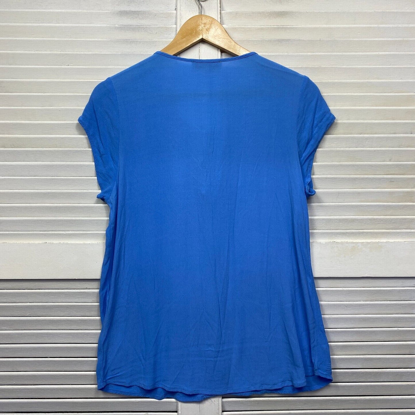 Diana Ferrari Top Size 14 Blue Short Sleeve Viscose