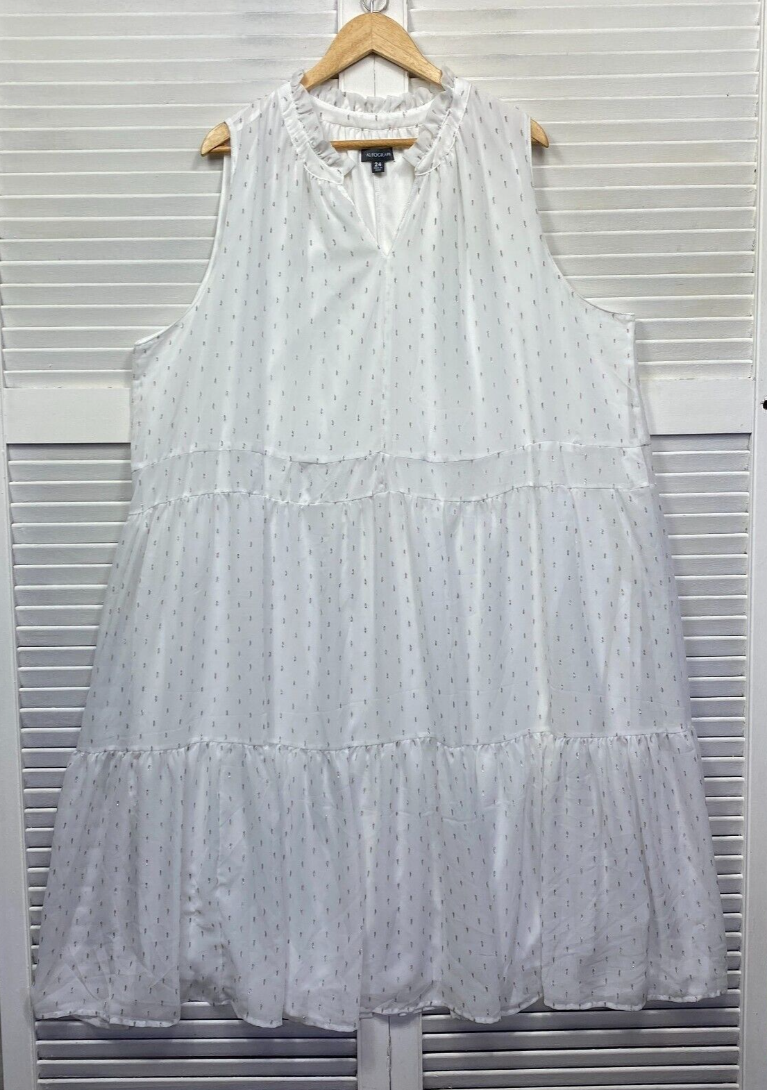 Autograph Dress Size 24 Plus White Sleeveless Shift Flowy Cocktail Occasion Preloved