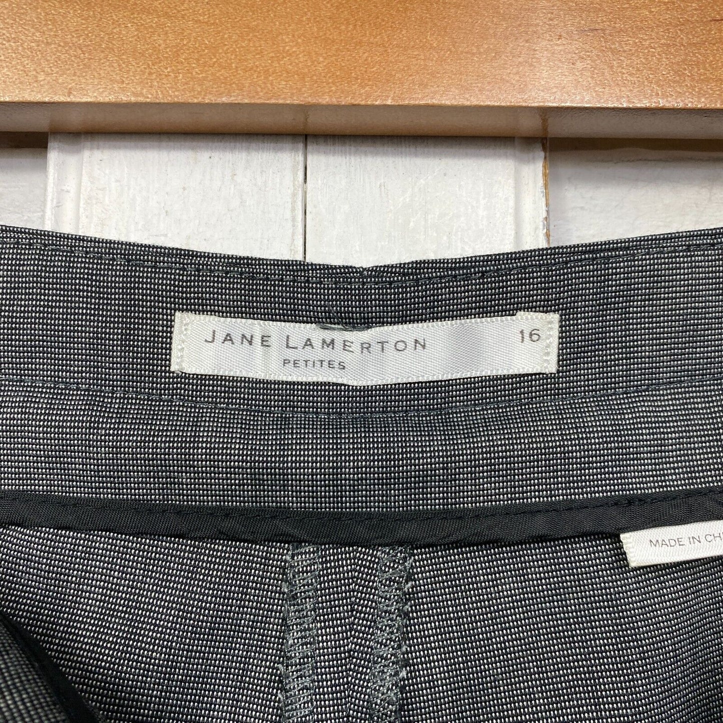 Jane Lamerton Pants Size 16 Petites Grey Pockets Long Pants Office Work