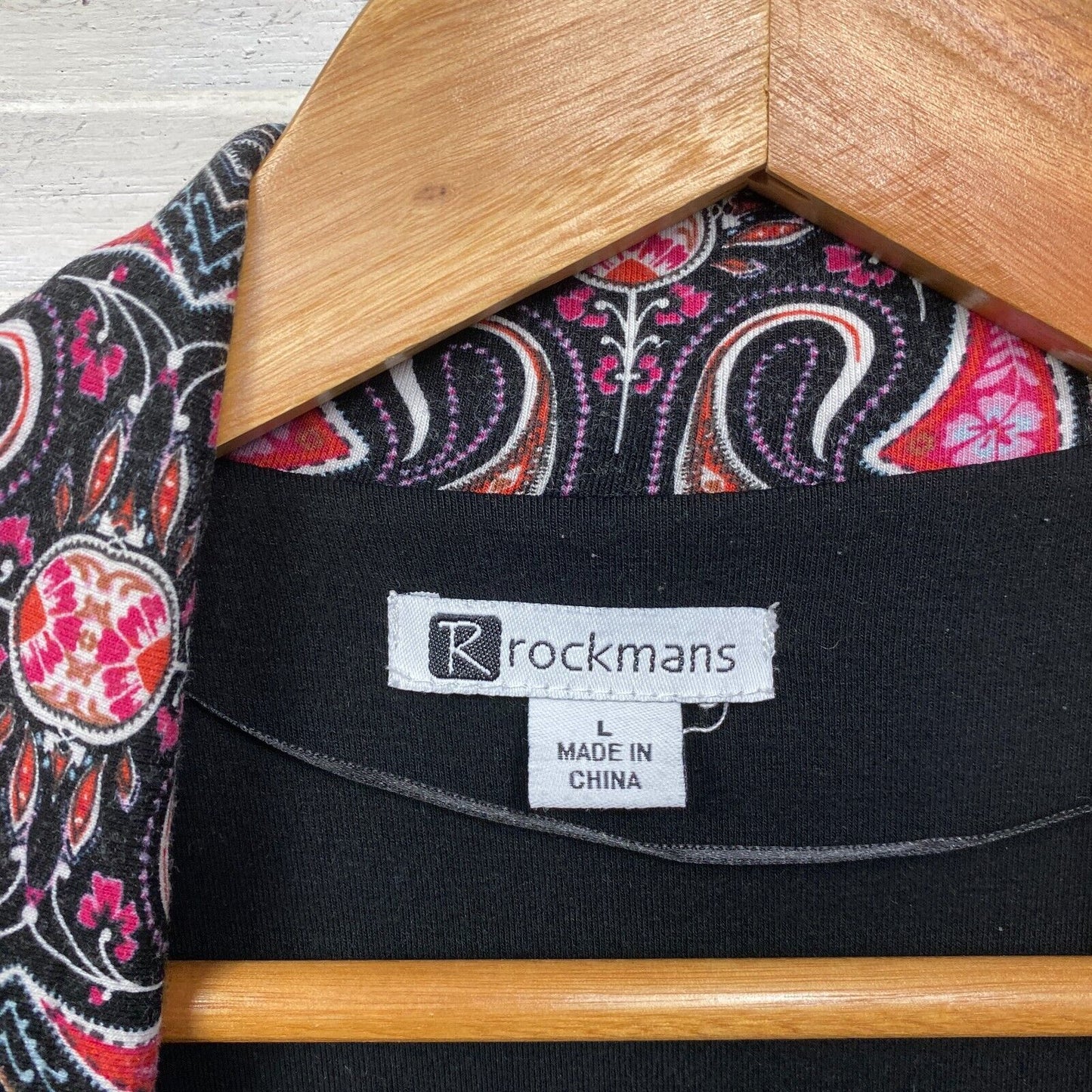 Rockmans Jacket Blazer Size Large Black Pink Long Sleeve Office Lined