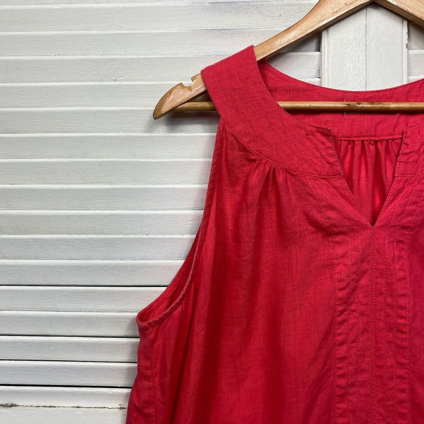 Target Linen Dress Size 16 Plus Red Sleeveless Pockets