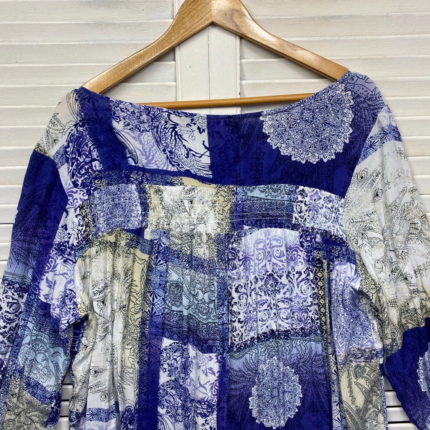 Evans City Chic Tunic Top Size 18 Blue 3/4 Sleeve Viscose