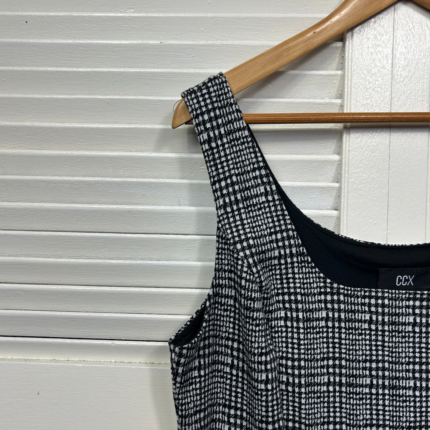 CCX City Chic Dress Size 14 XS Plus Grey Sleeveless Check
