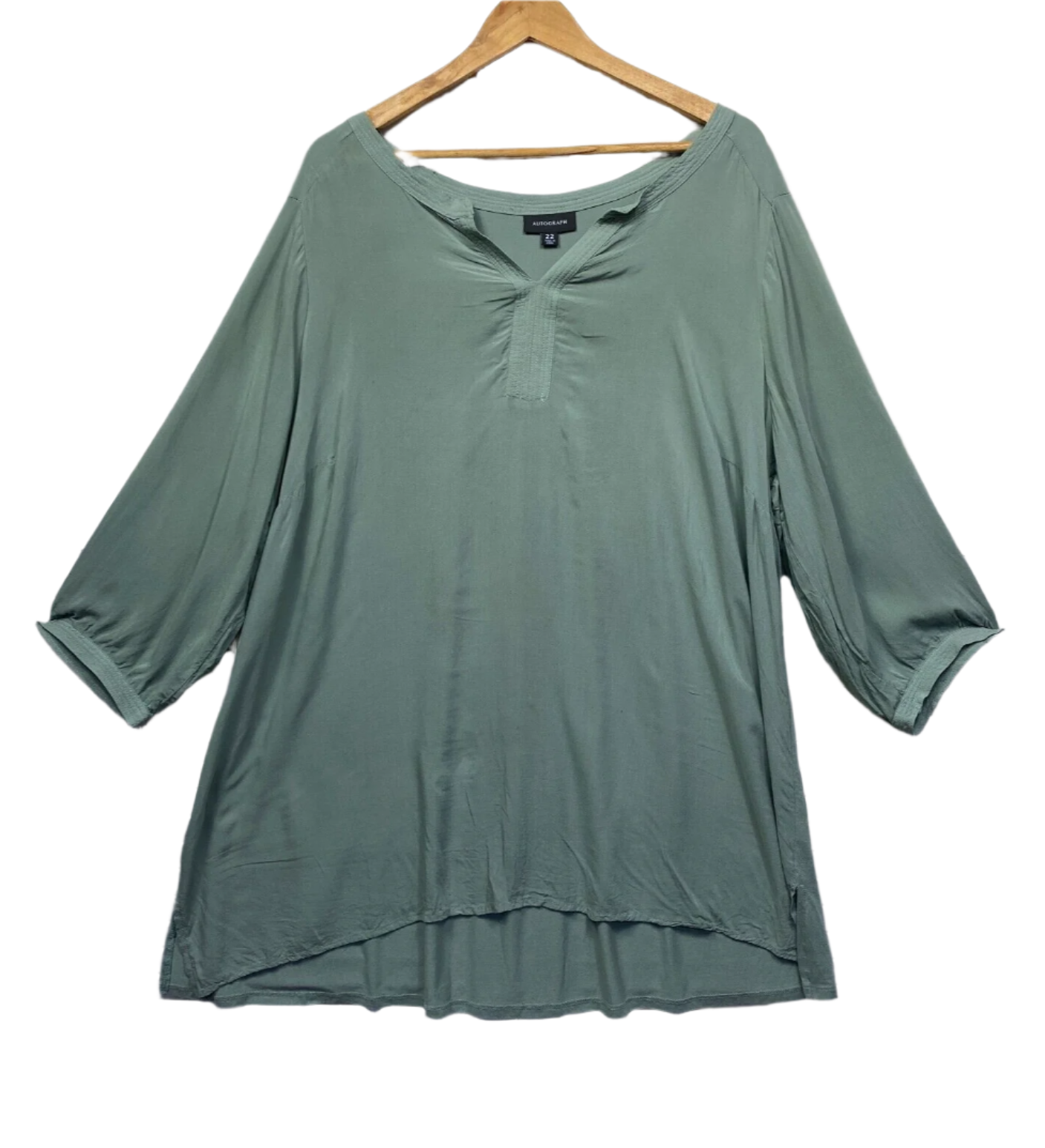 Autograph Top Size 22 Plus Green Long Sleeve Viscose