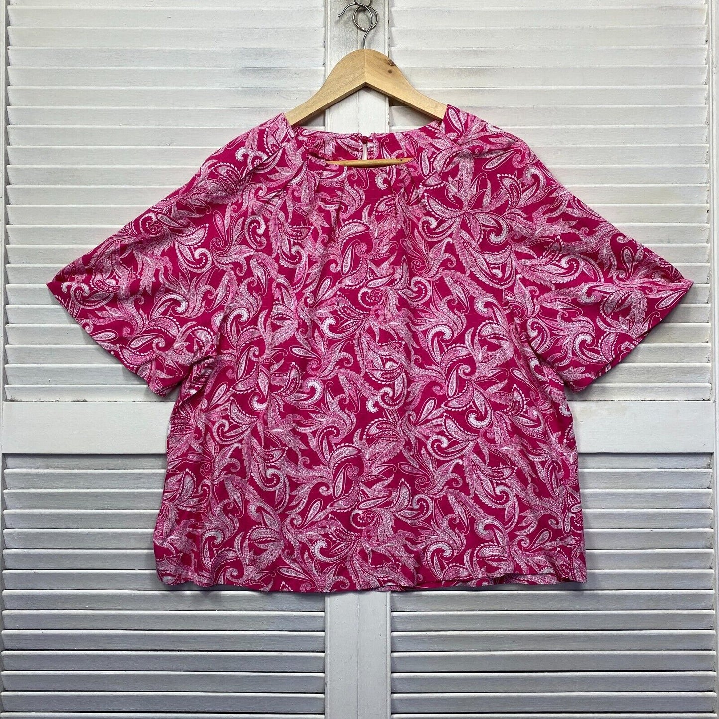 Anko Top Size 14 Pink Paisley Print Short Sleeve Viscose