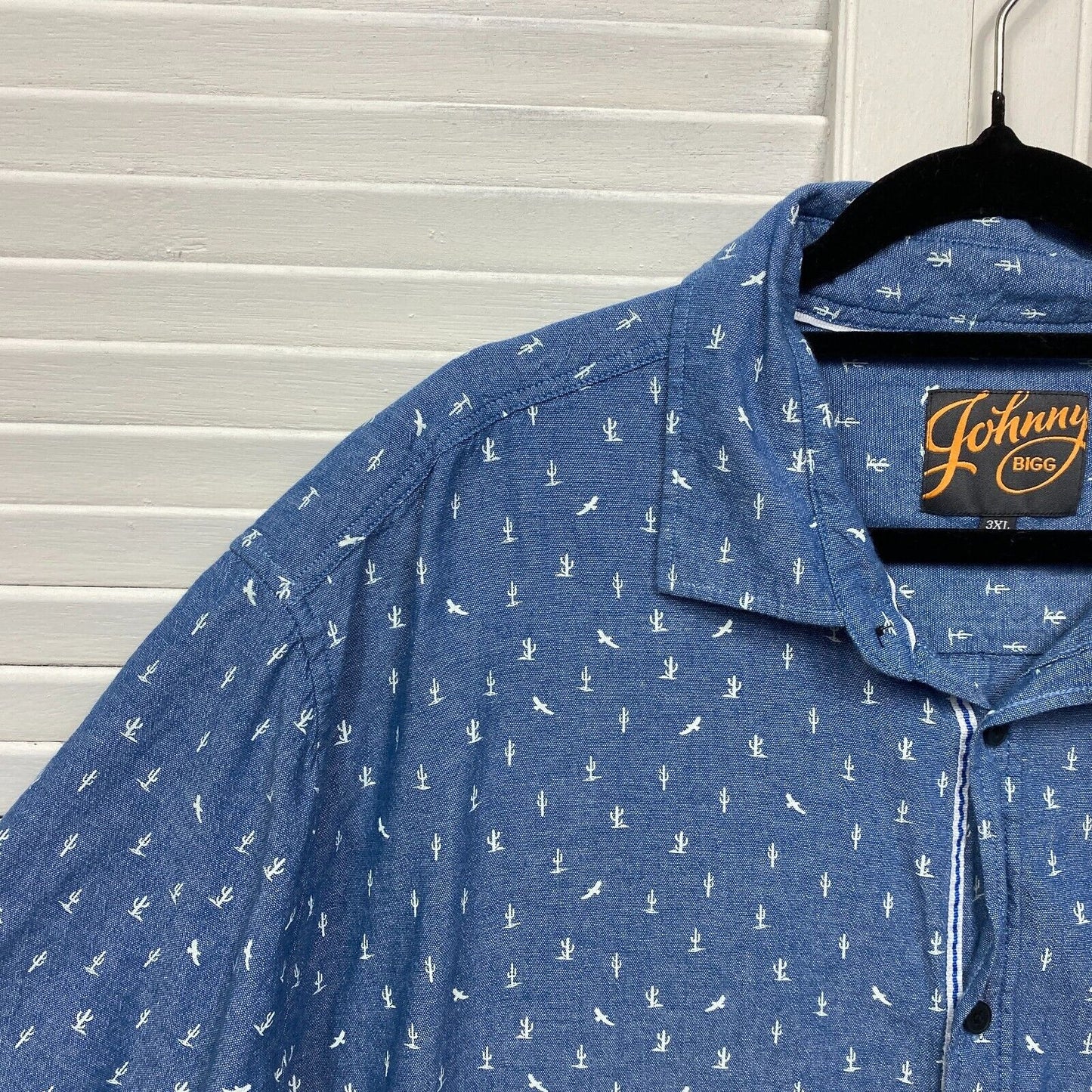 Johnny Bigg Shirt Size 3XL Blue Button Up Short Sleeve