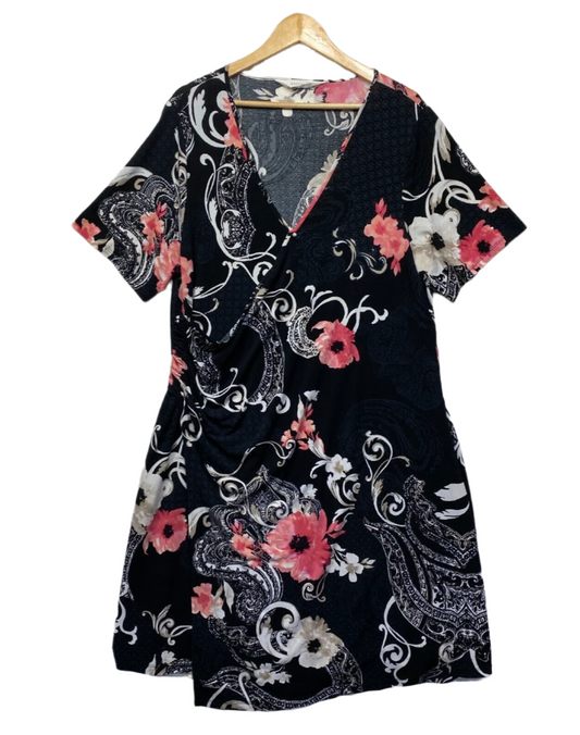 Taking Shape Virtuelle Dress Size 18 Plus Medium Black Floral Cocktail