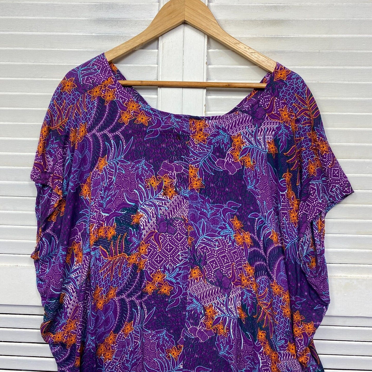 Sundrenched Maxi Dress One Size Plus Short Sleeve Purple Rayon