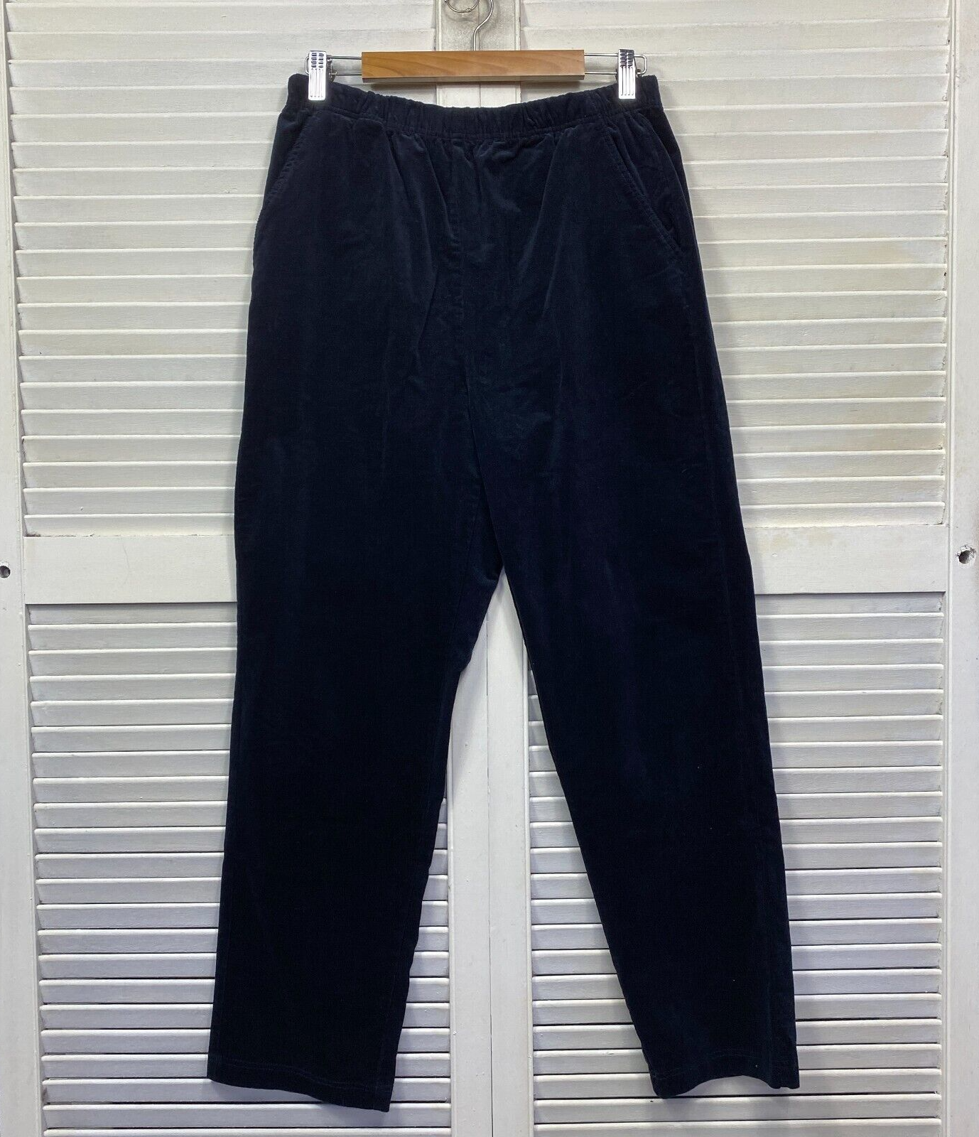 Victoria Hill Pants Size 14 Blue Navy Elastic Waist Corduroy Pockets