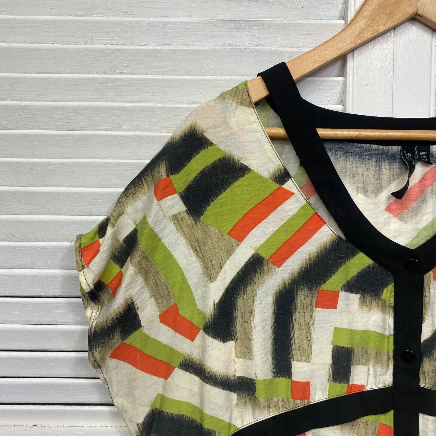 Taking Shape Top Size 12 14 Multicoloured Short Sleeve Viscose