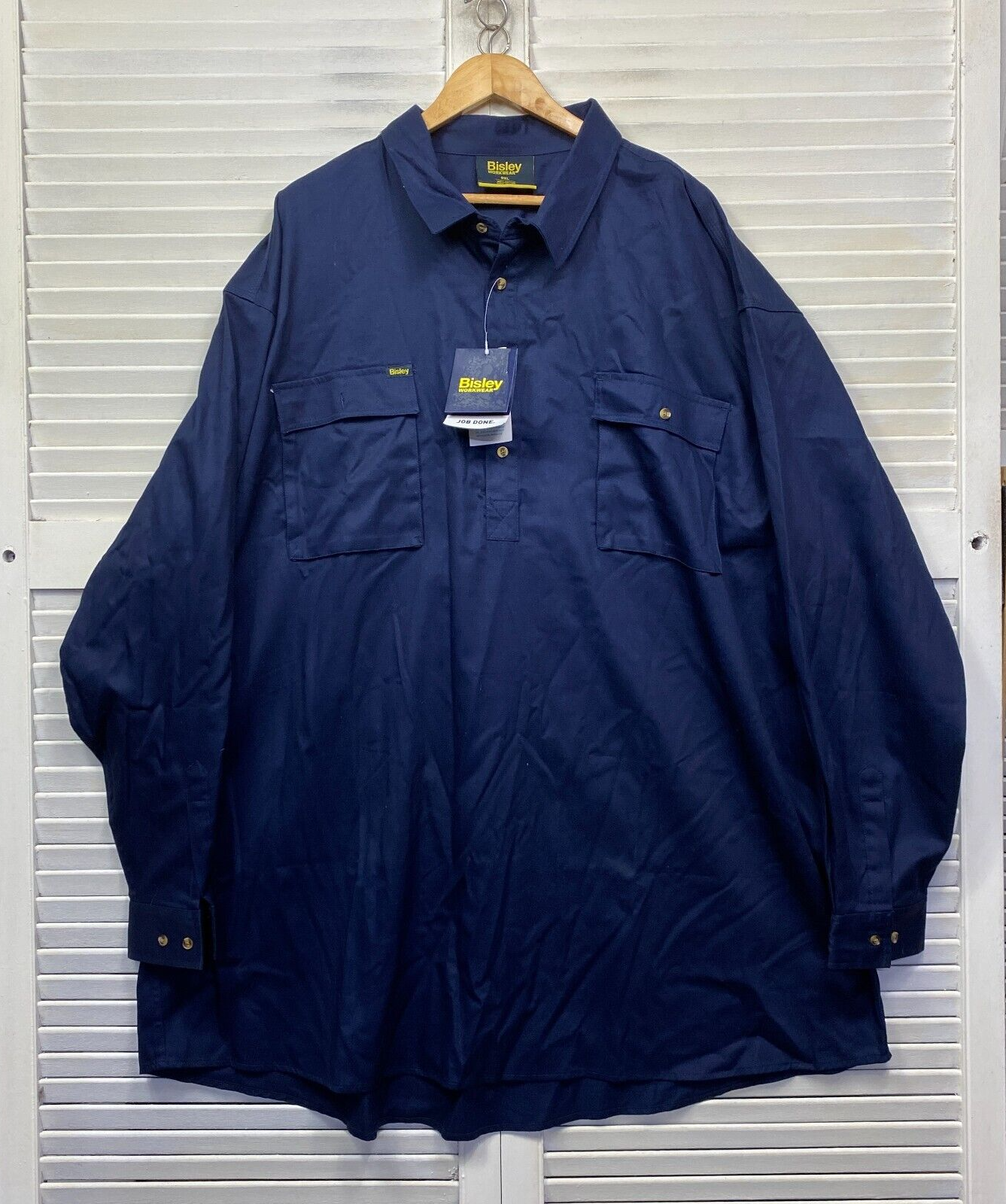 Bisley Workwear Shirt Size 6XL Long Sleeve Collared Cotton Drill New