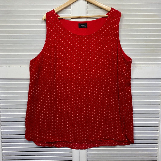 Sara Top Size 24 Plus Red Sleeveless Polka Dots Preloved