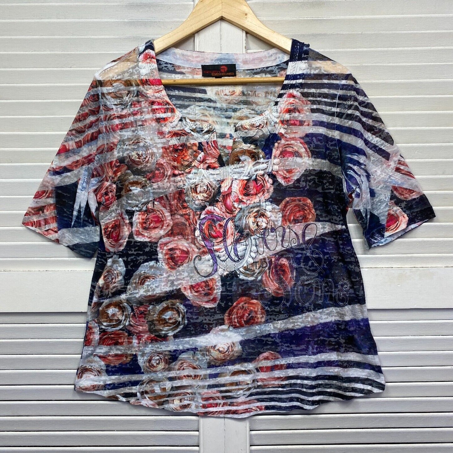 Seven Sisters Top  Size 14 5 Multicoloured Short Sleeve Floral