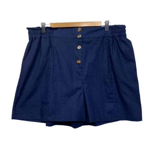 Katies Linen Blend Shorts Size 18 Navy Blue Pockets