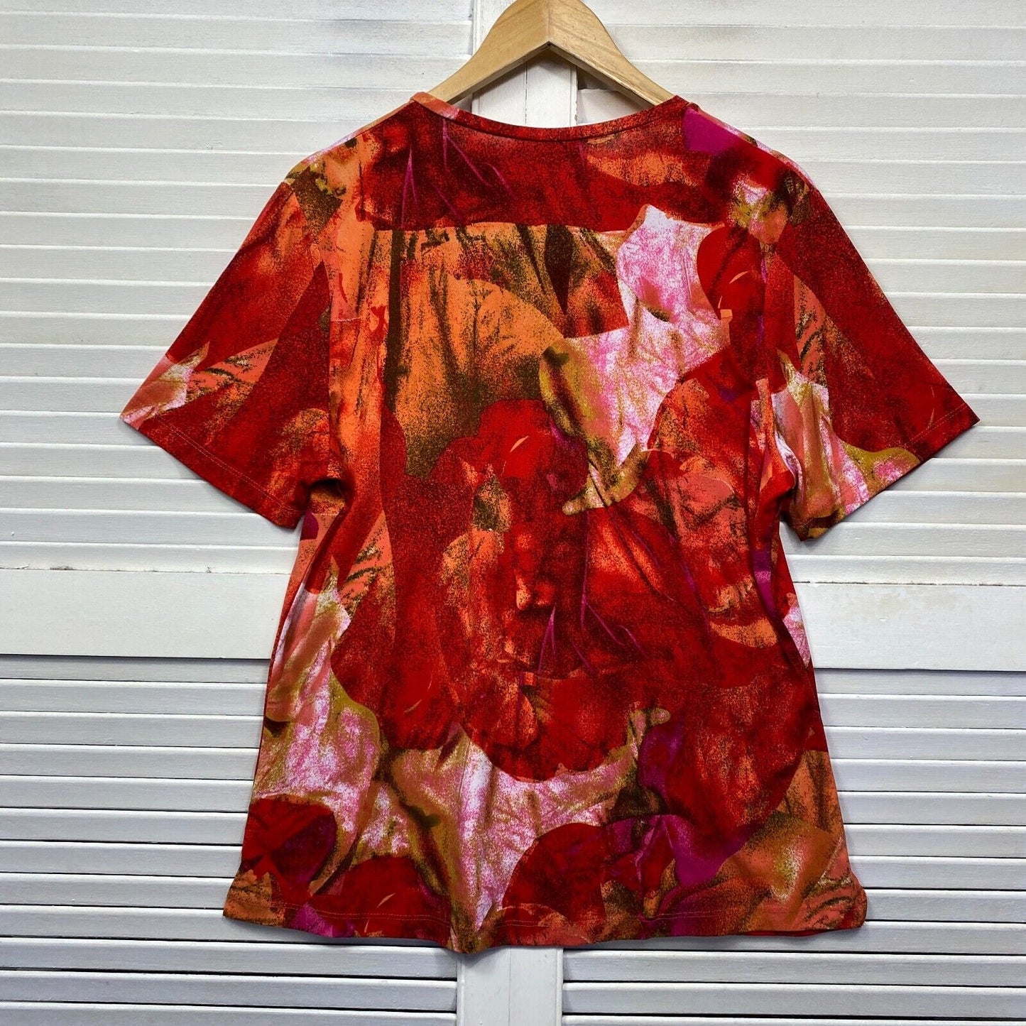 Noni B Top Size 14 Multicoloured Short Sleeve Red Pink Ladies Blouse