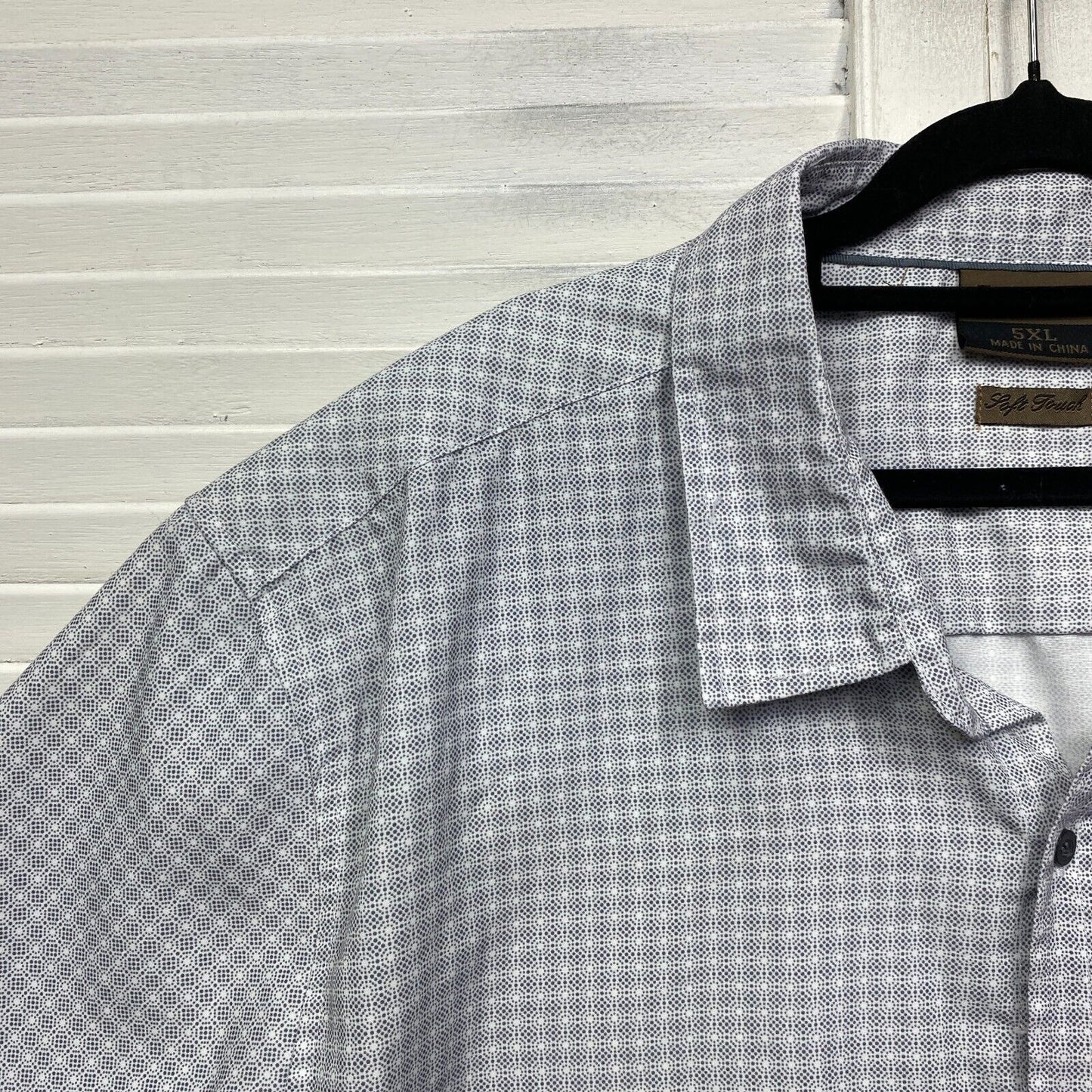 Joe & Co Shirt Mens 5XL Plus Grey Short Sleeve Button Up Soft Touch