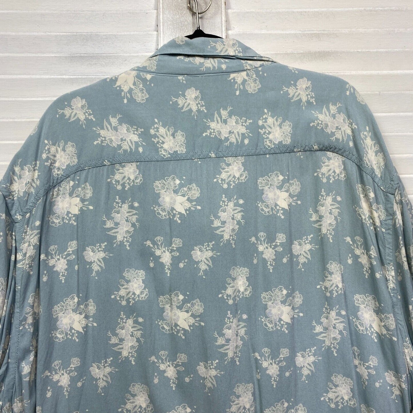 Big Joe Shirt Mens 7XL Plus Short Sleeve Blue Floral Viscose Big & Tall