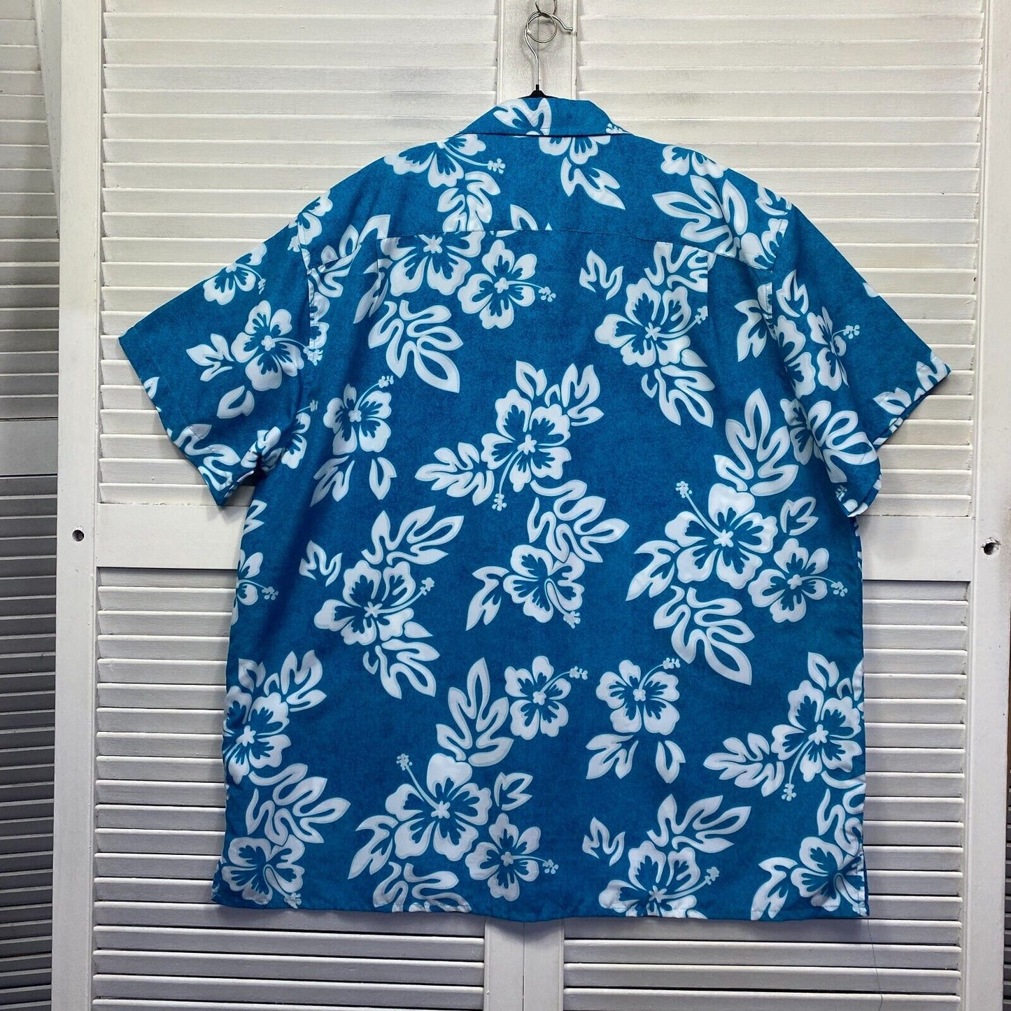 Hawaiian Shirt Mens 4XL Blue Short Sleeve Button Up Tropical Lowes Big Tall