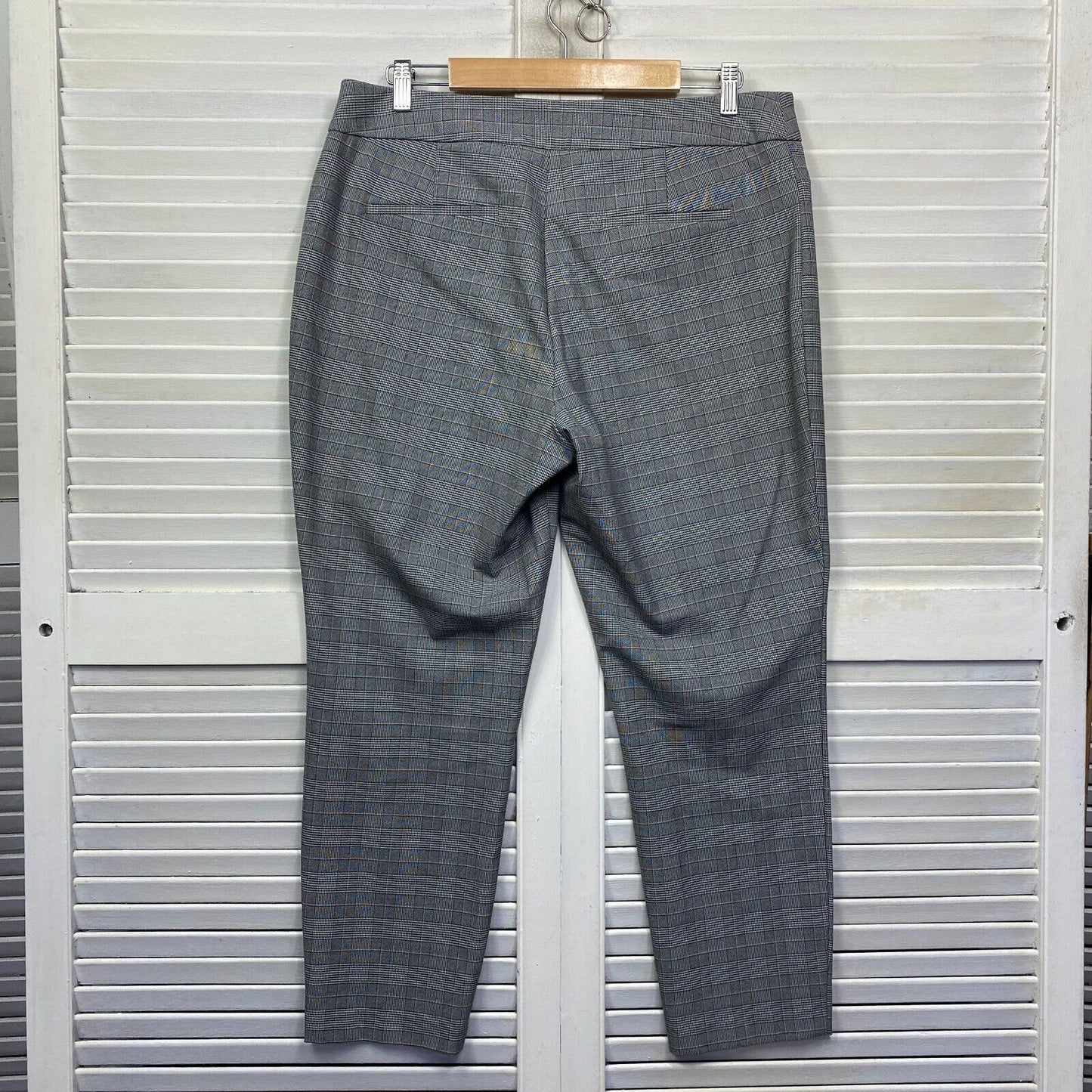 Portmans Pants Size 16 Grey Check Zip Fly Office Work Corporate