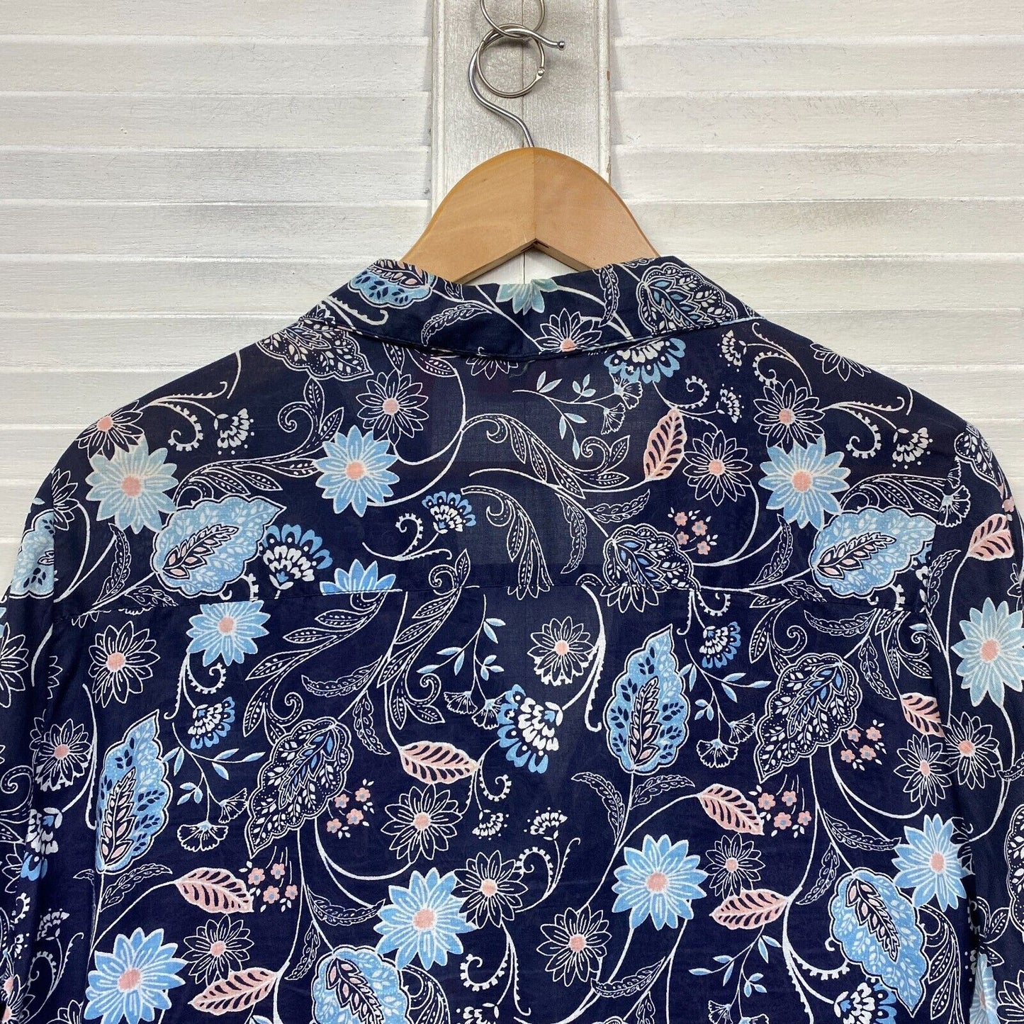 Millers Top Size 16 Plus Blue Long Sleeve Button Up Floral Paisley Print Cotton