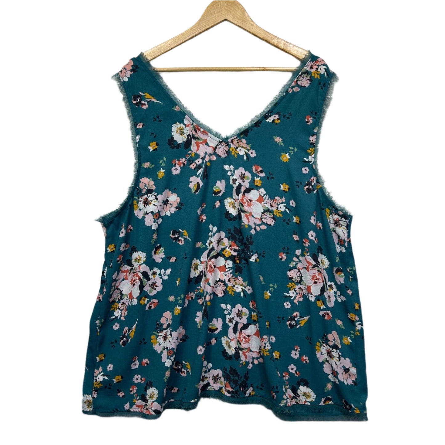 Torrid Top Size 22 24 Plus (3) Teal Floral Sleeveless