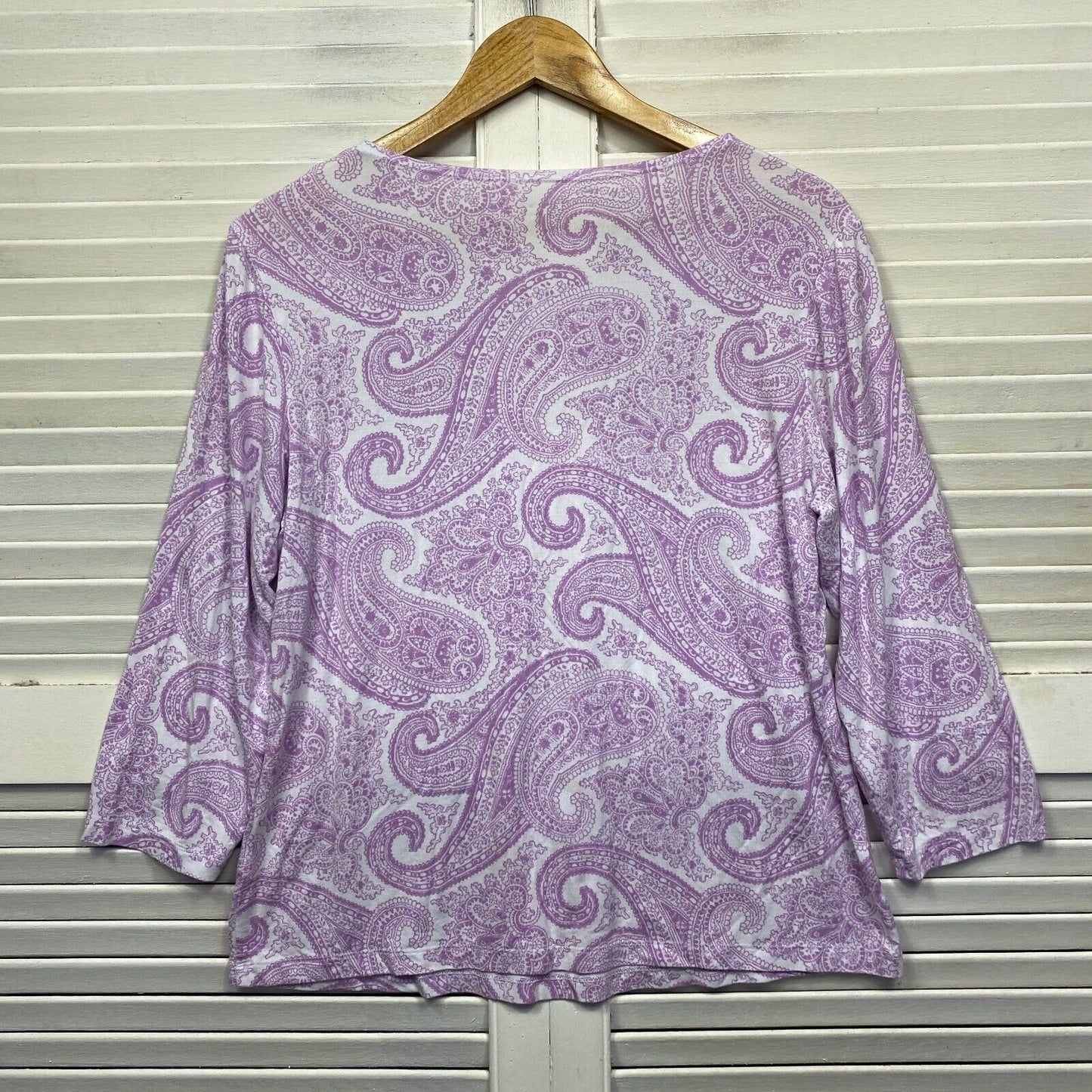 Sportscraft Magic Tee Top Size Large Purple Paisley Print Viscose Short Sleeve