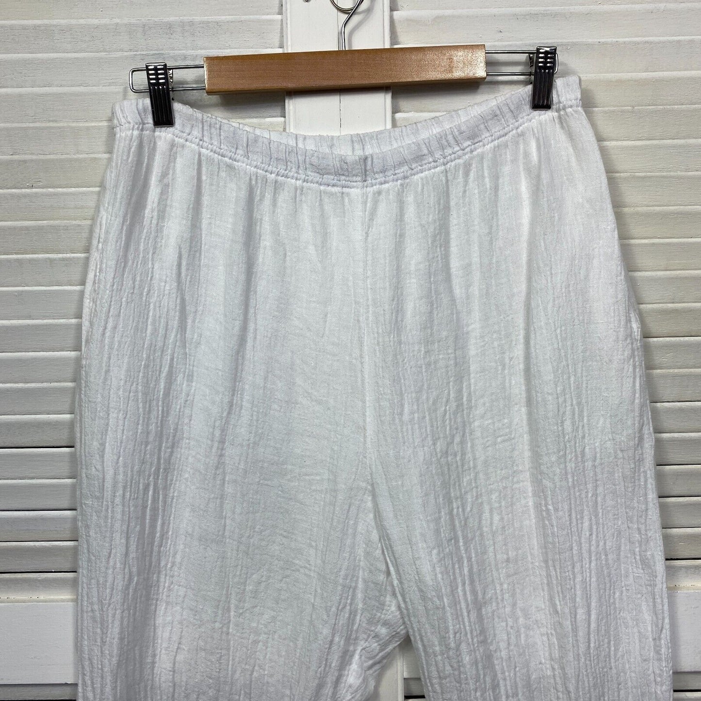 Portofino Pant Size 16 White Sheer Pockets Elastic Waist Made in Australia