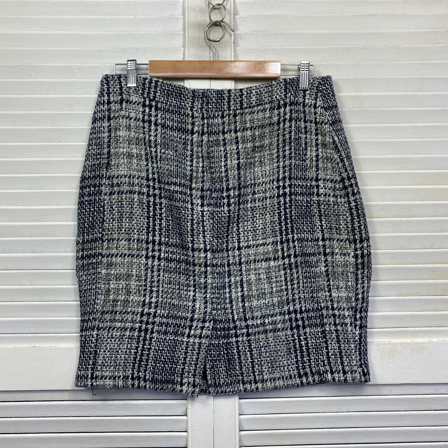 Preview Skirt Size 14 Grey Pockets Check Knee Length Lined Office