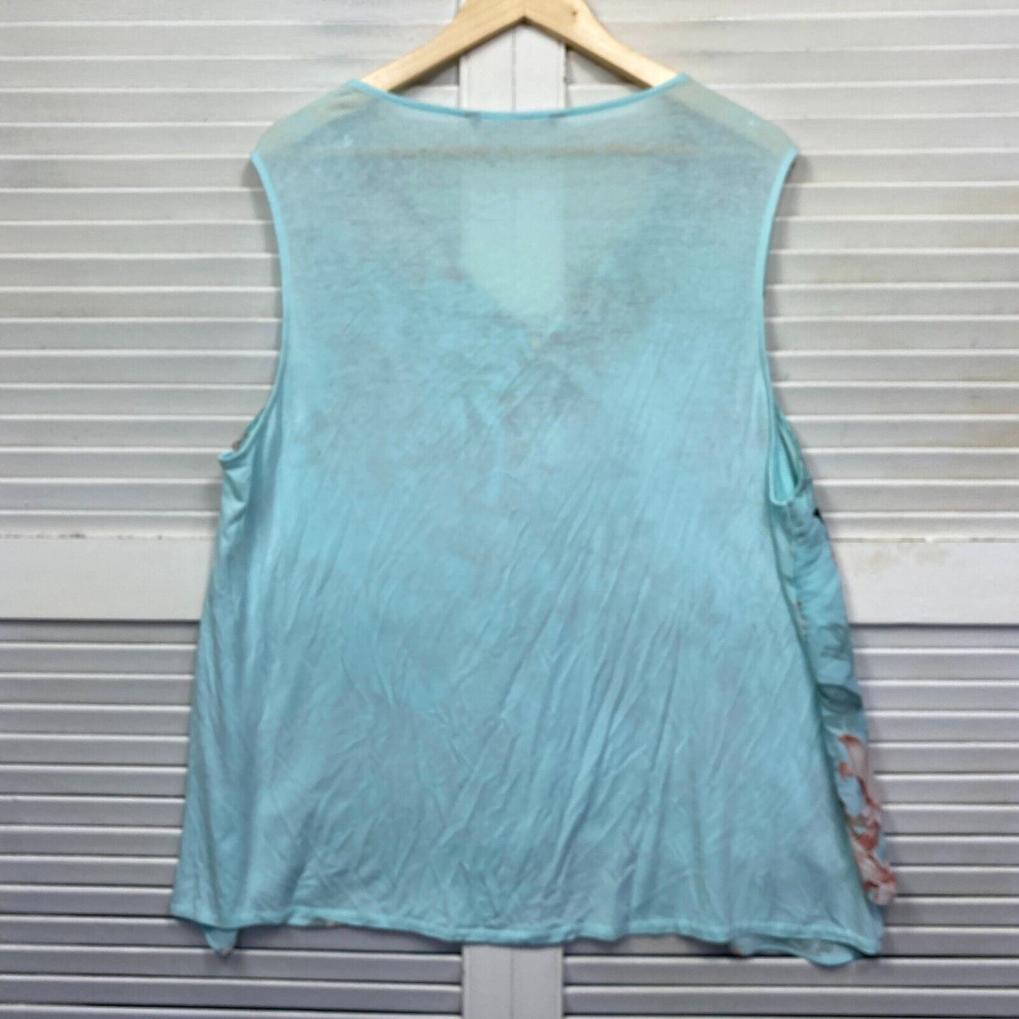 Katies Top Size 2XL 18 Plus Blue Floral Sleeveless Layered V Neck Preloved