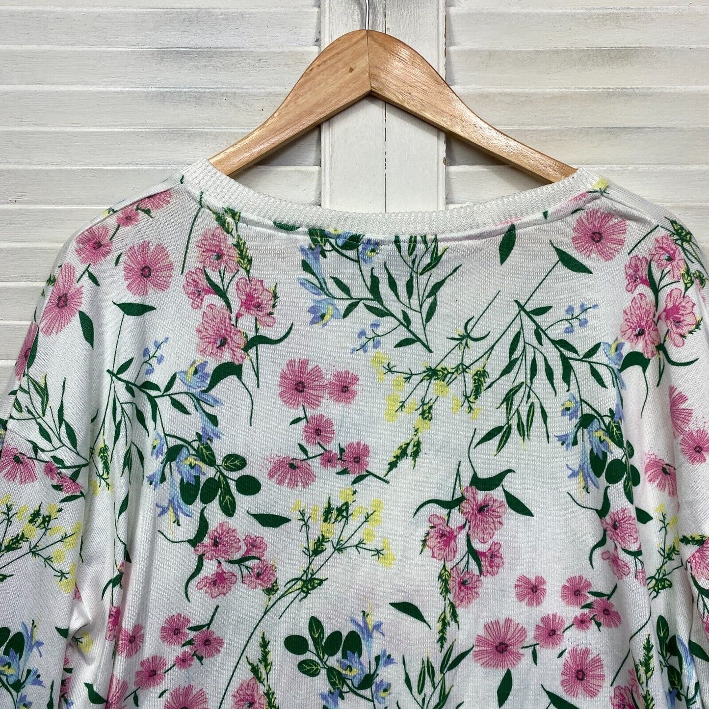 Autograph Knit Top Sweater 18 Floral White Multicoloured Long Sleeve