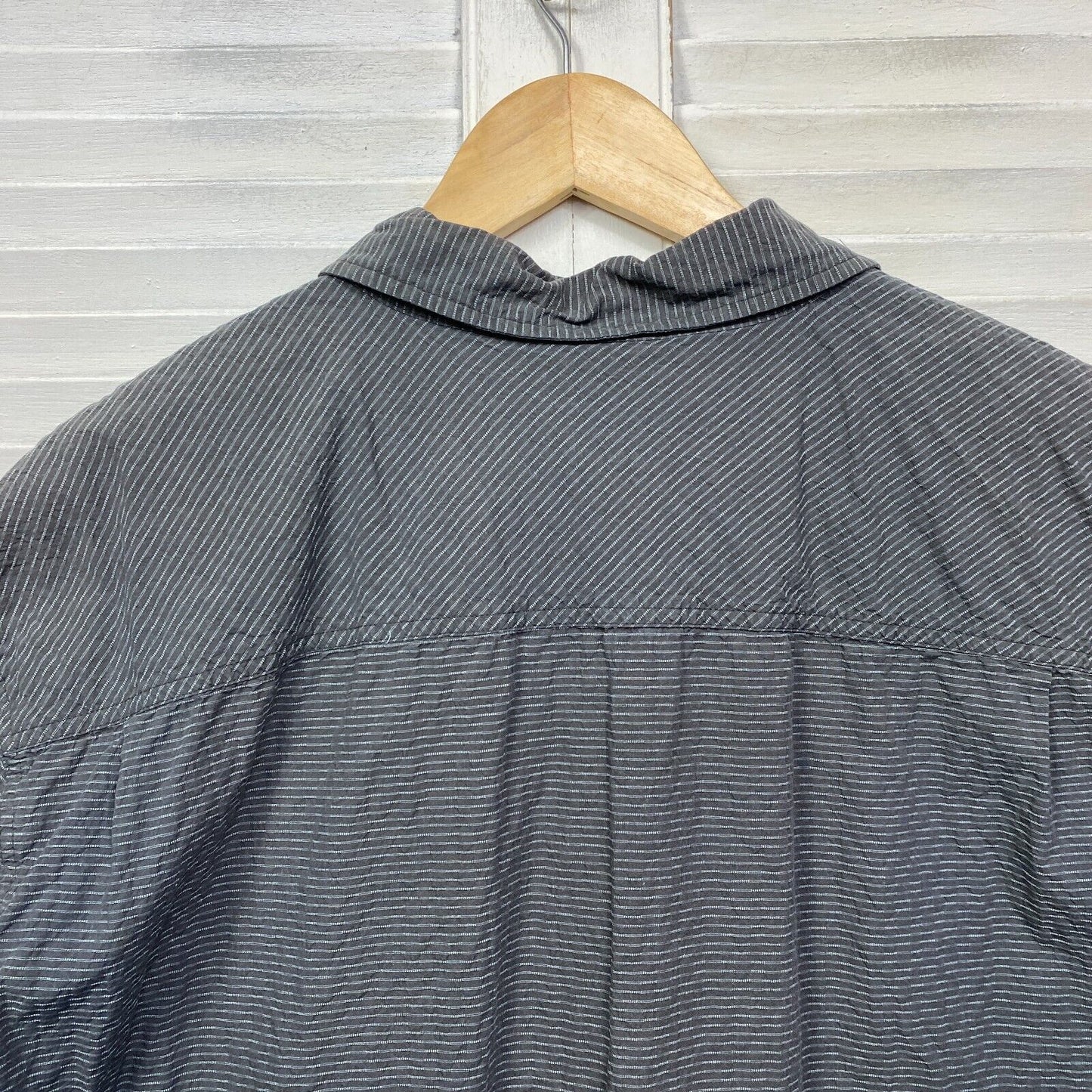 Mens Shirt Mens 7XL Grey Striped Short Sleeve Cotton Big & Tall