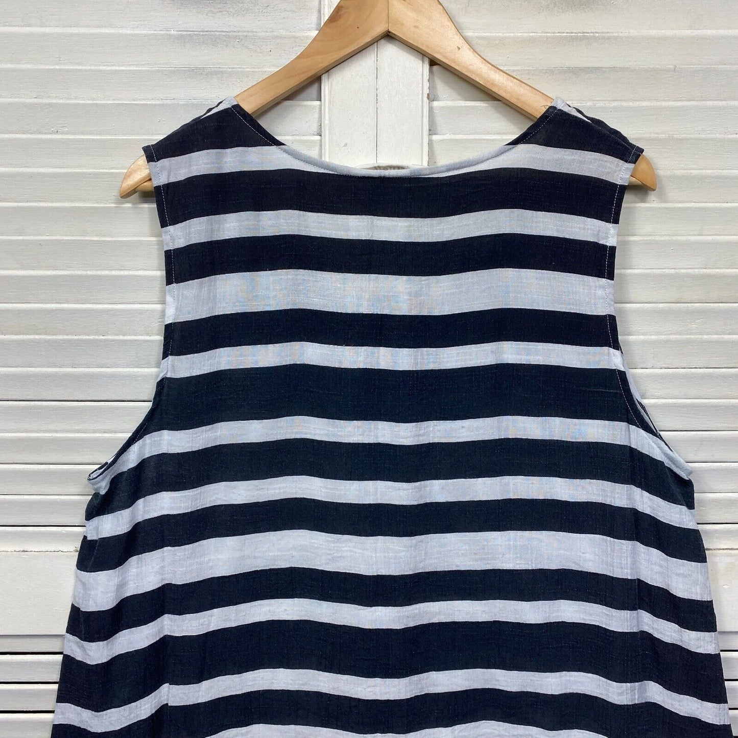 Virtuelle Top Size 18 Plus Blue White Striped Tunic Sleeveless