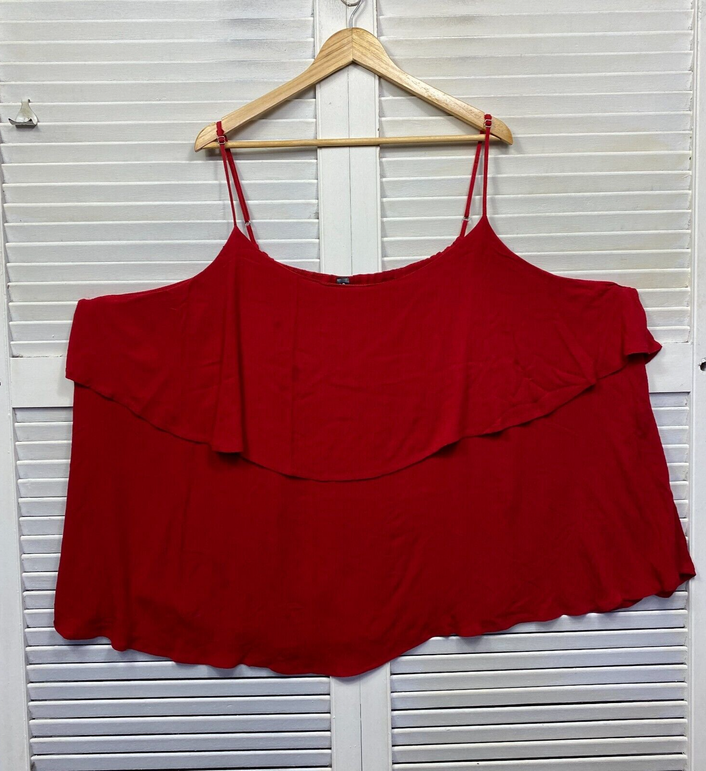 Edited Top Size 26 Plus Red Sleeveless Casual Viscose Adjustable Straps