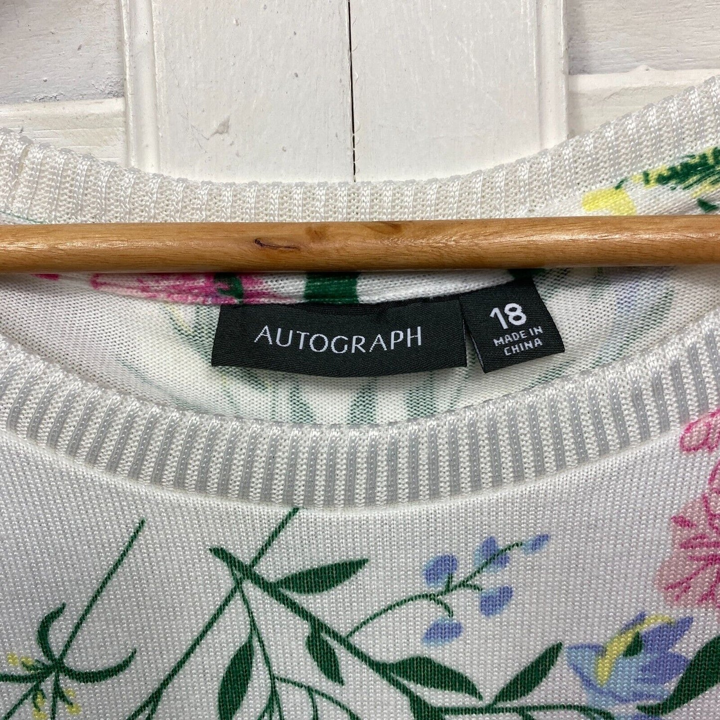 Autograph Knit Top Sweater 18 Floral White Multicoloured Long Sleeve