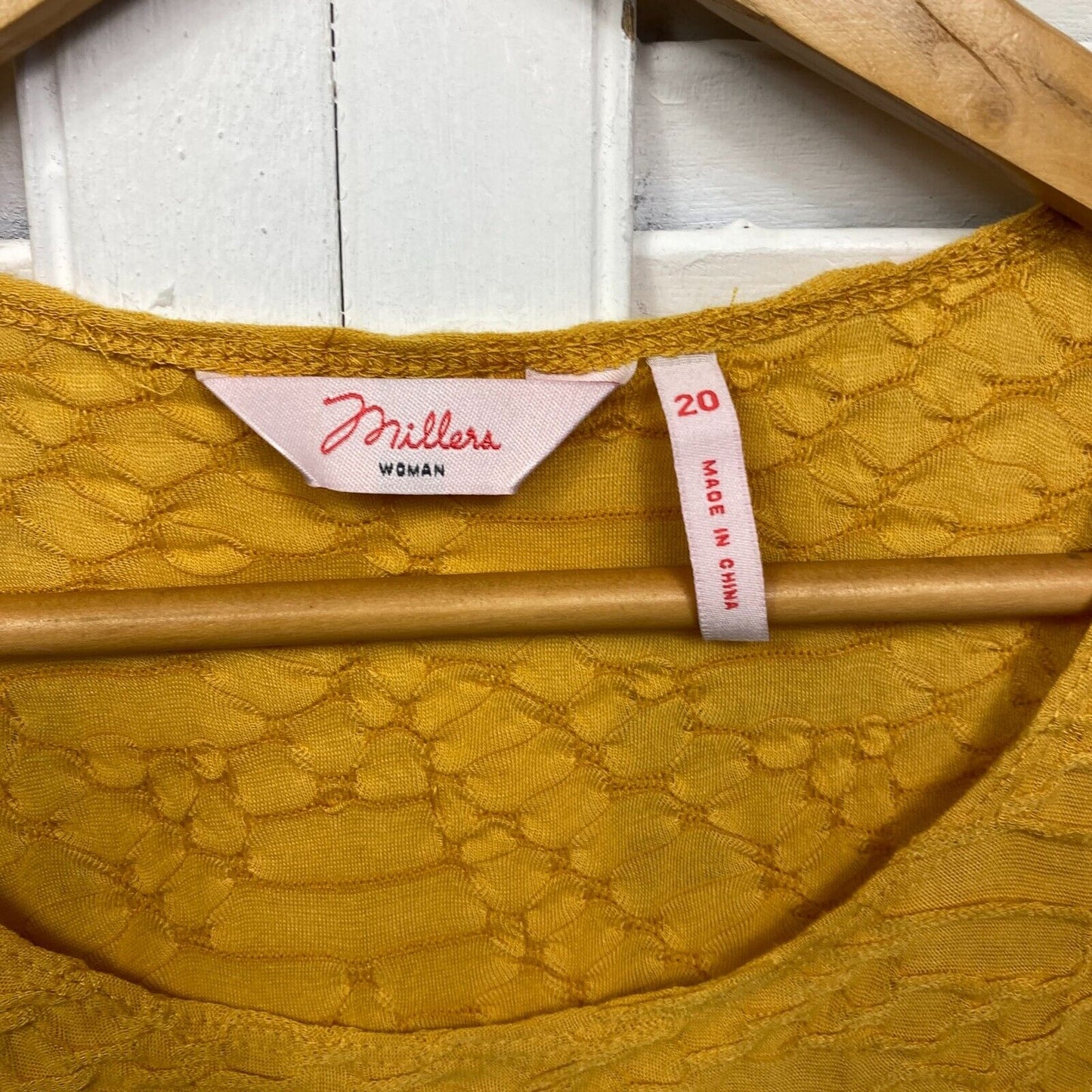 Millers Top 20 Plus Mustard Yellow Textured Short Sleeve Preloved