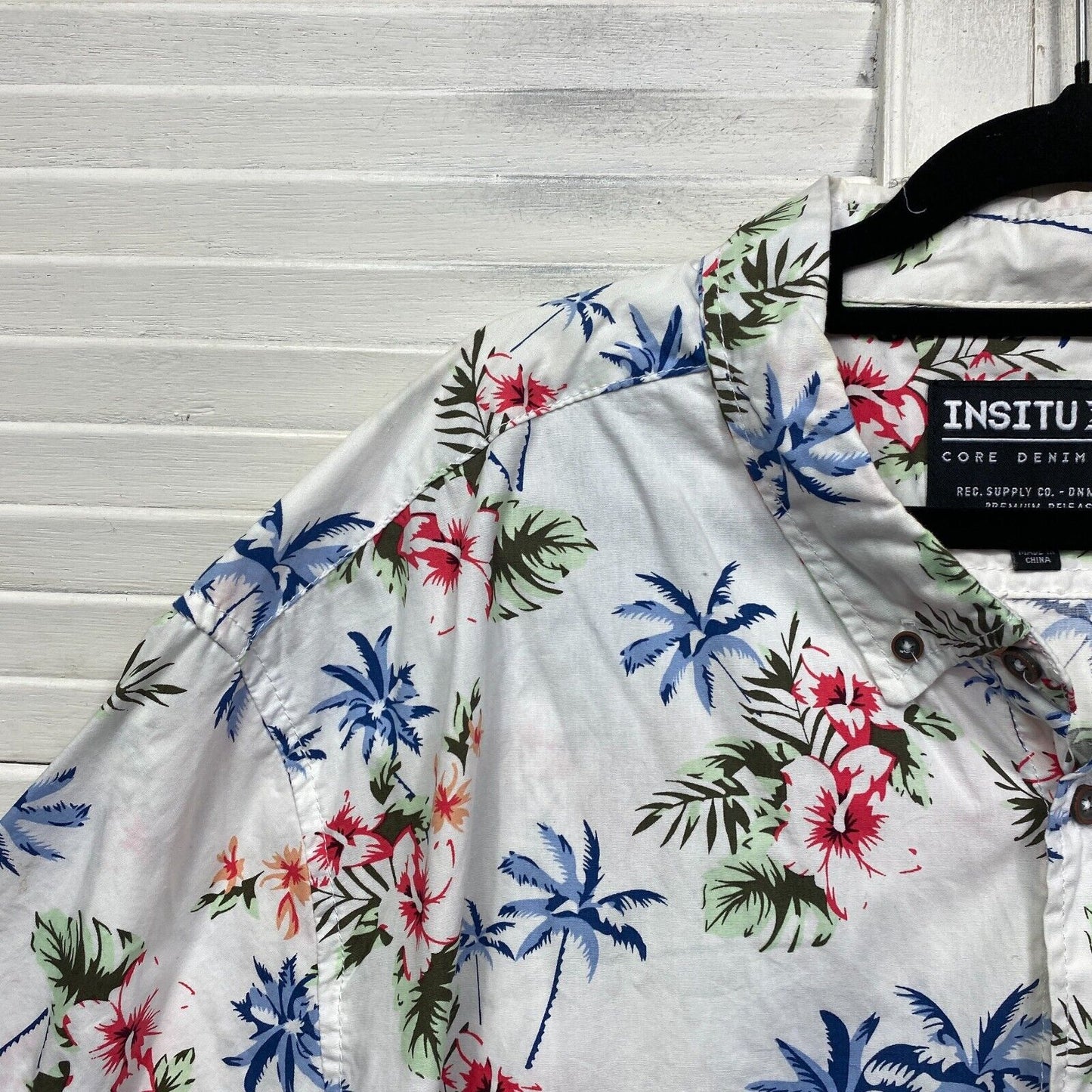 Insitu Shirt 3XL Plus White Floral Short Sleeve Tropical Holiday Cruise