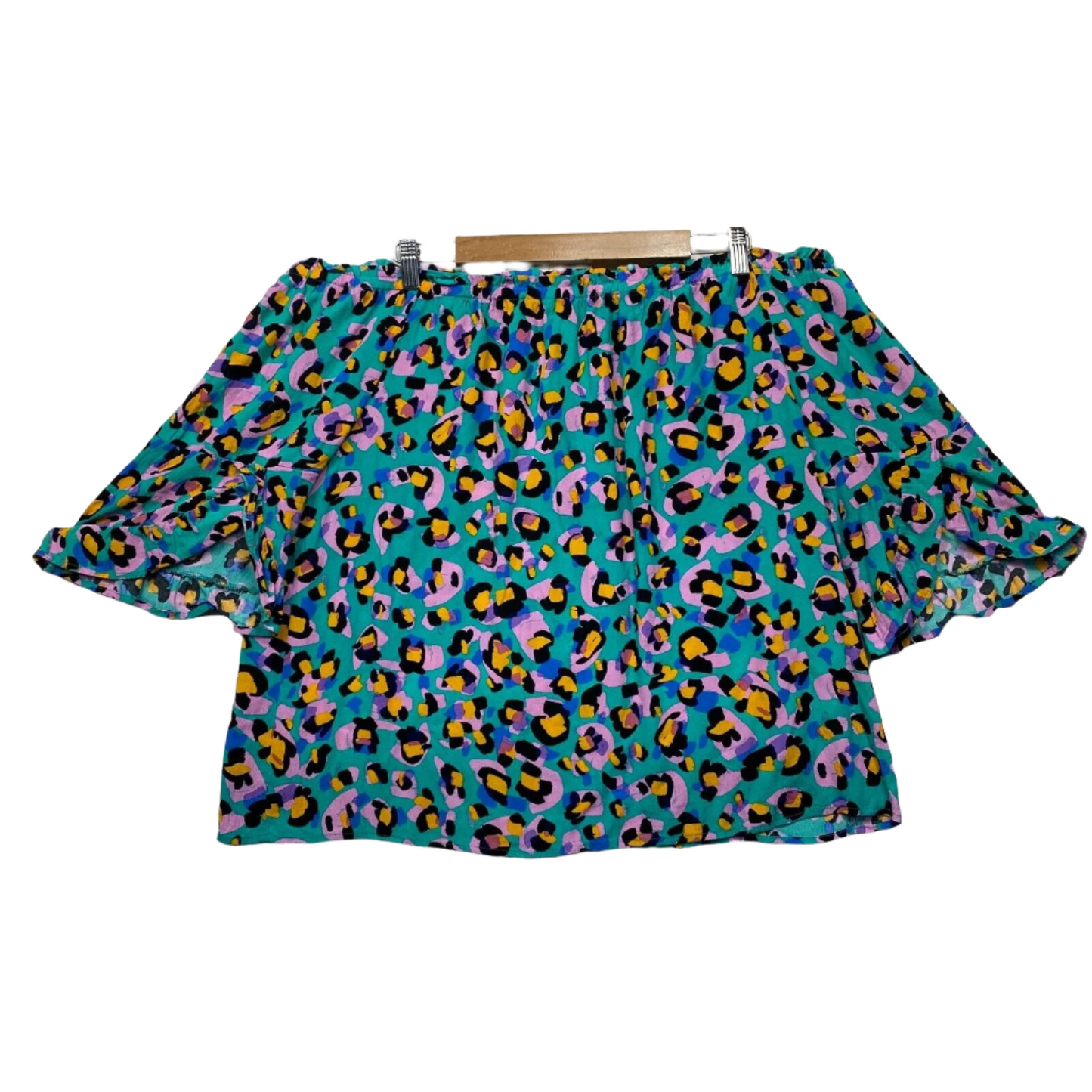 Rockmans Top Size 20 Plus Multicoloured Off the Shoulder Multicoloured Viscose