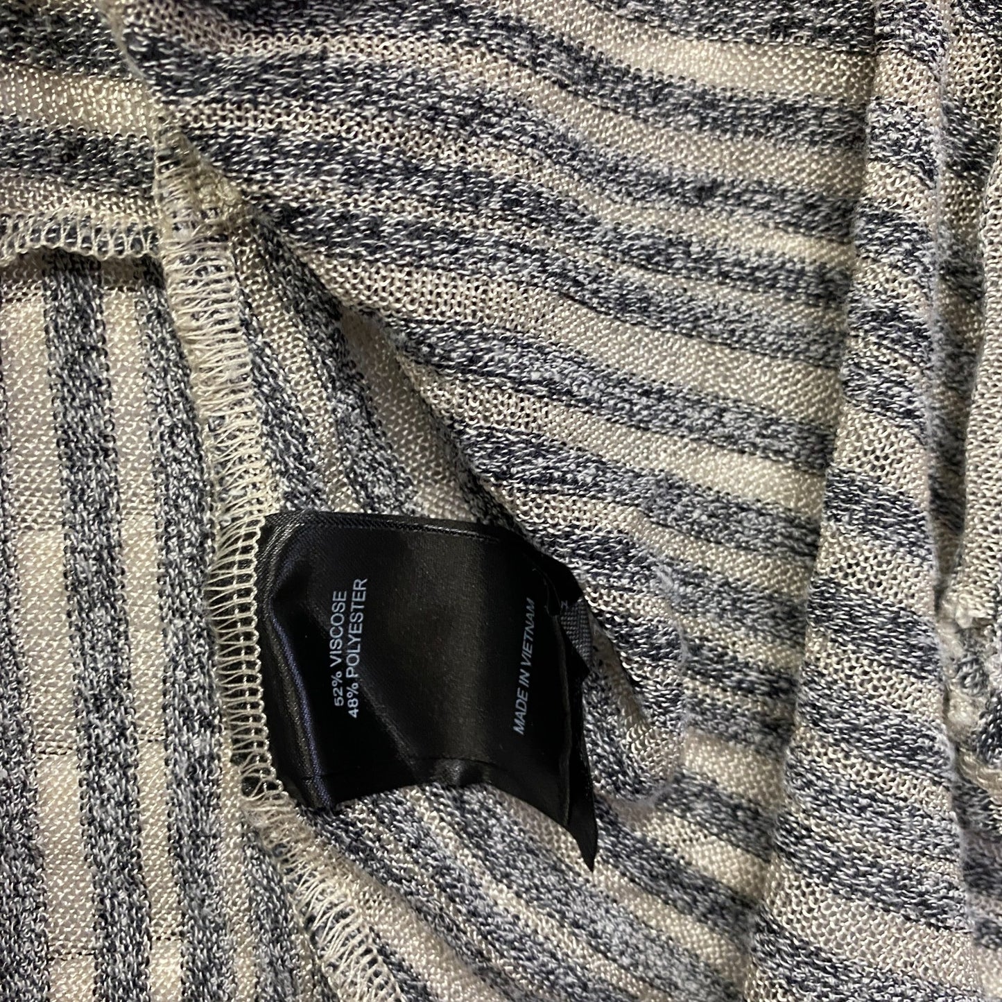 Taking Shape Top Size 14 XS Plus Grey Striped Long Sleeve Sheer