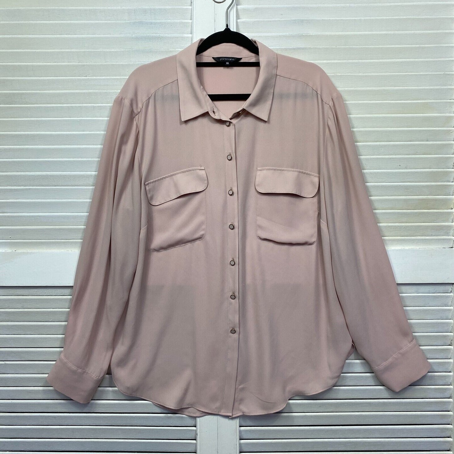 Portmans Top Size 16 Pink Button Up Long Sleeve Button Up