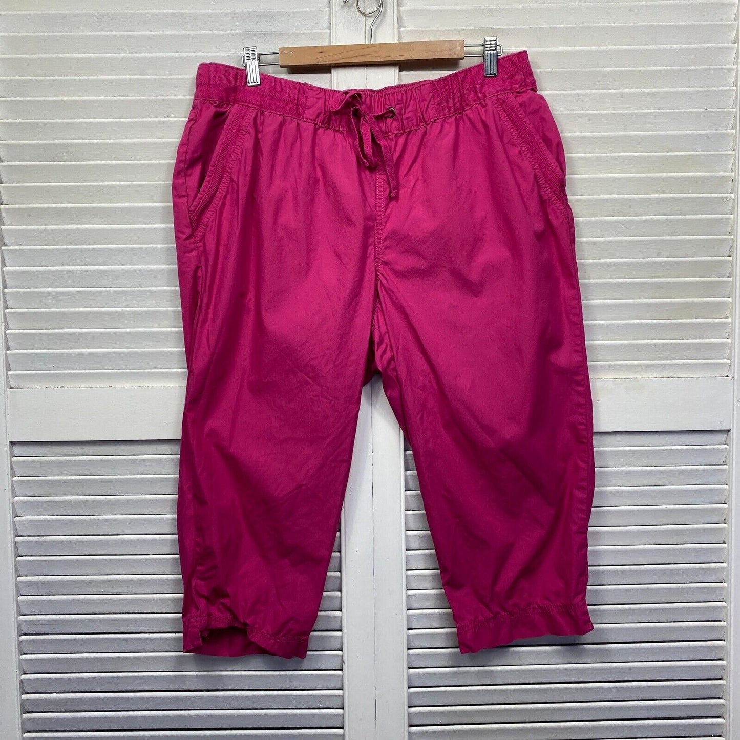 Autograph Pants Size 14 Pink Drawstring Pockets Cropped 3/4 Length Cotton