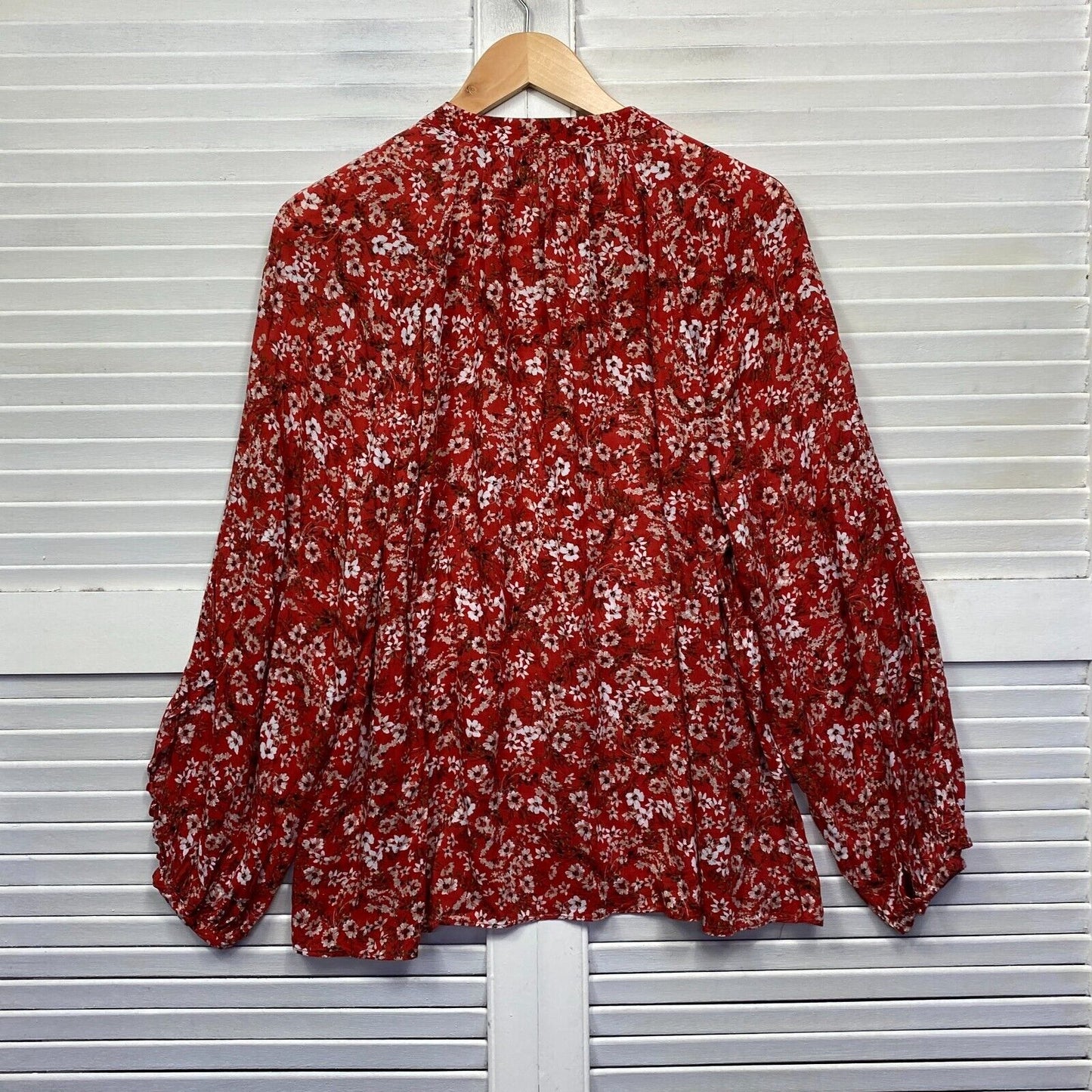 Sussan Top Size 14 Orange Floral Print Long Sleeve Viscose